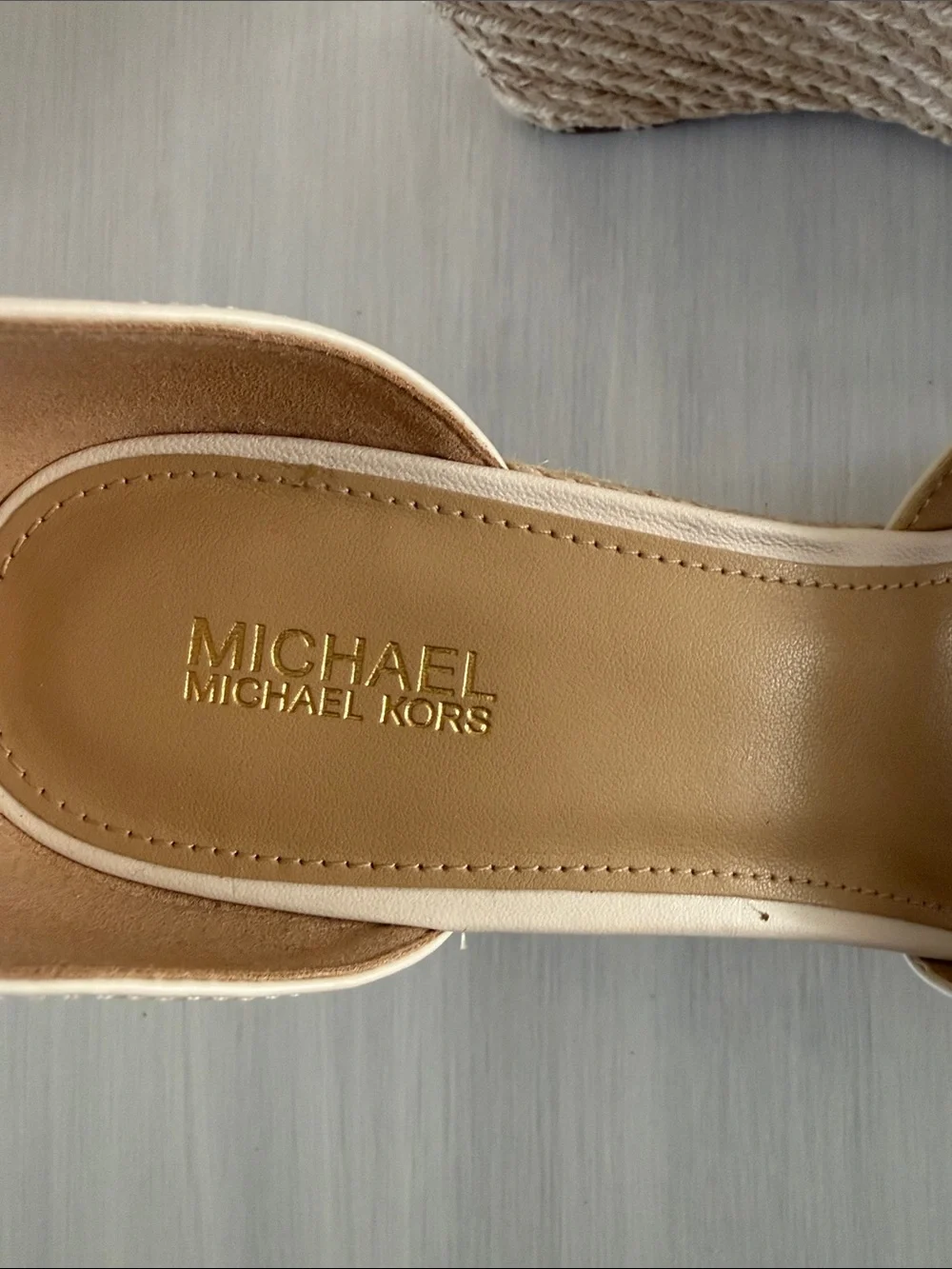 Michael Kors Cream Ankle-Strap Wedge Sandals size 8